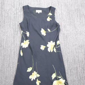 Vintage Studio I Petite Black Sleeveless Floral Dress 8P 90's Fairycore